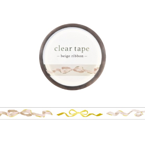 마인드웨이브 투명 금박 클리어 테이프 7mm : beige ribbon