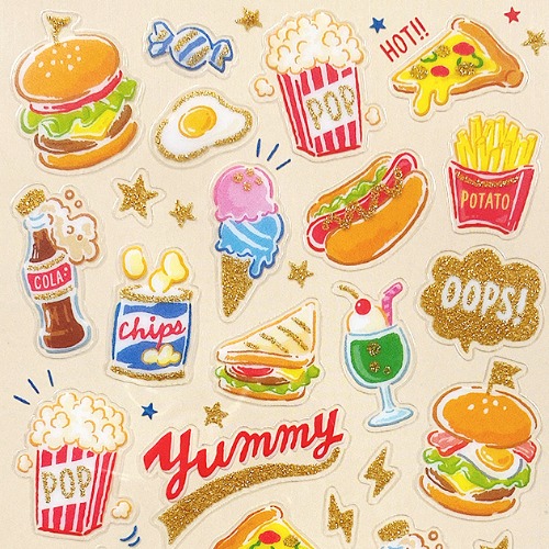 [씰] 마인드웨이브 Sparkle holic 스티커 : 정크푸드 yummy!
