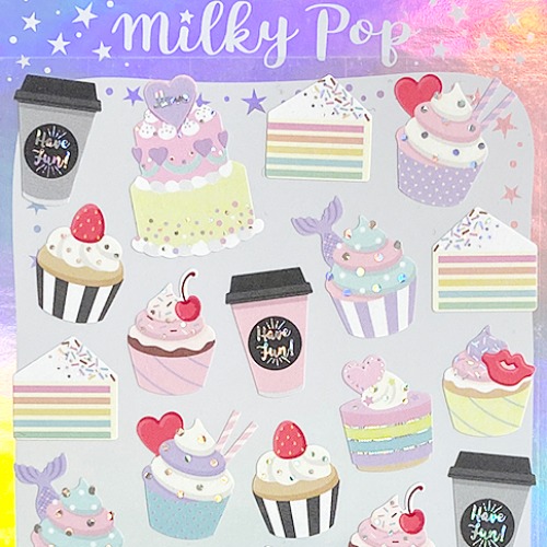 [씰]  milky pop 밀키 팝 스티커 / 컵케이크